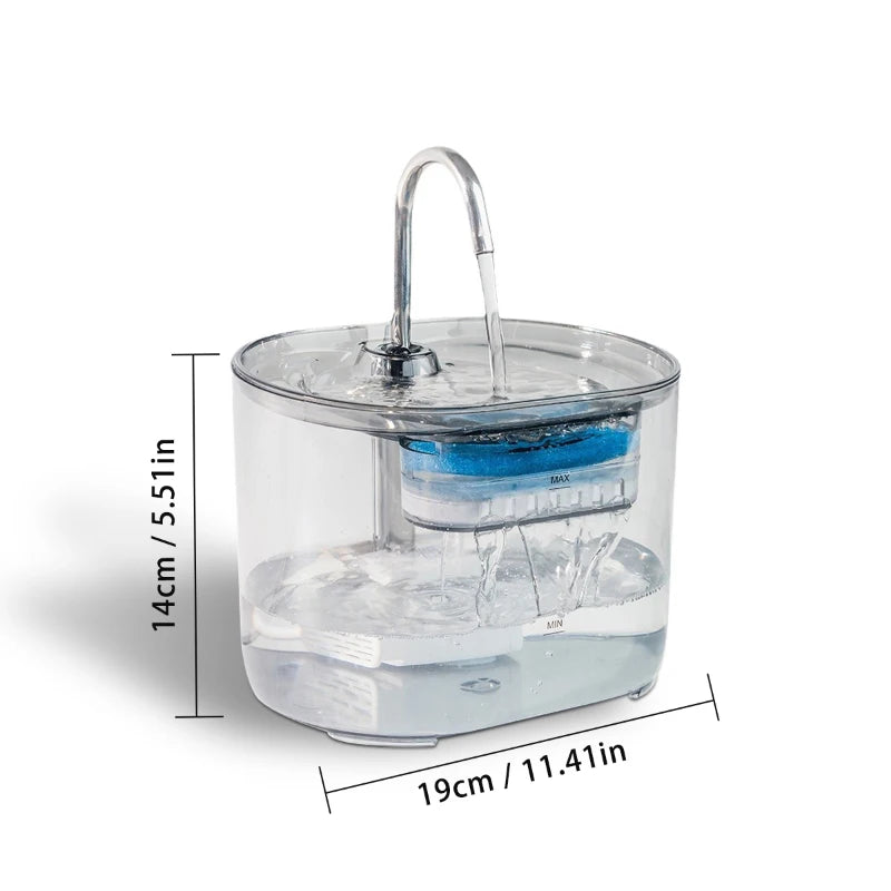 Silent Stainless Steel Faucet Cat Water Fountain - 2.2L Filtered Drinker for Dogs & Cats - Urbane Paws