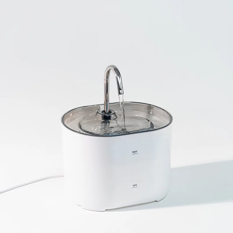 Silent Stainless Steel Faucet Cat Water Fountain - 2.2L Filtered Drinker for Dogs & Cats - Urbane Paws