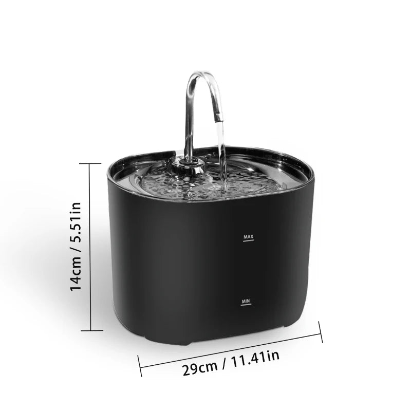 Silent Stainless Steel Faucet Cat Water Fountain - 2.2L Filtered Drinker for Dogs & Cats - Urbane Paws