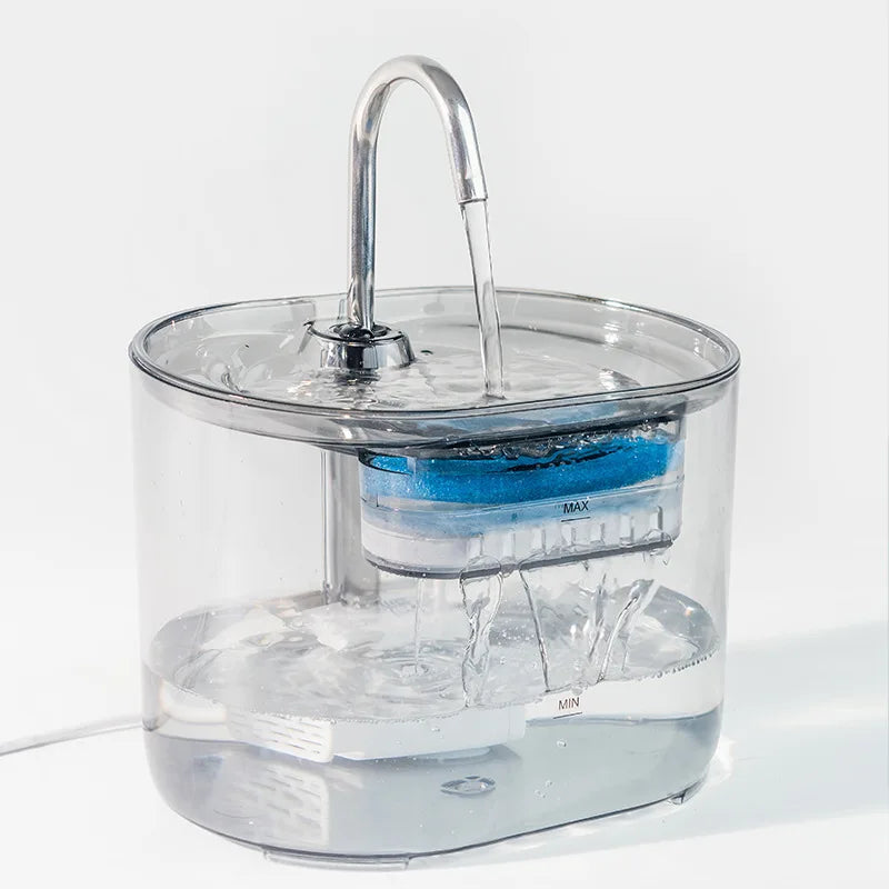 Silent Stainless Steel Faucet Cat Water Fountain - 2.2L Filtered Drinker for Dogs & Cats - Urbane Paws