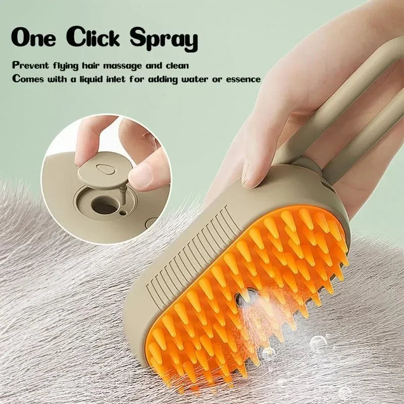 3-in-1 Electric Steamy Pet Brush - Massage & Deshedding Tool - Urbane Paws