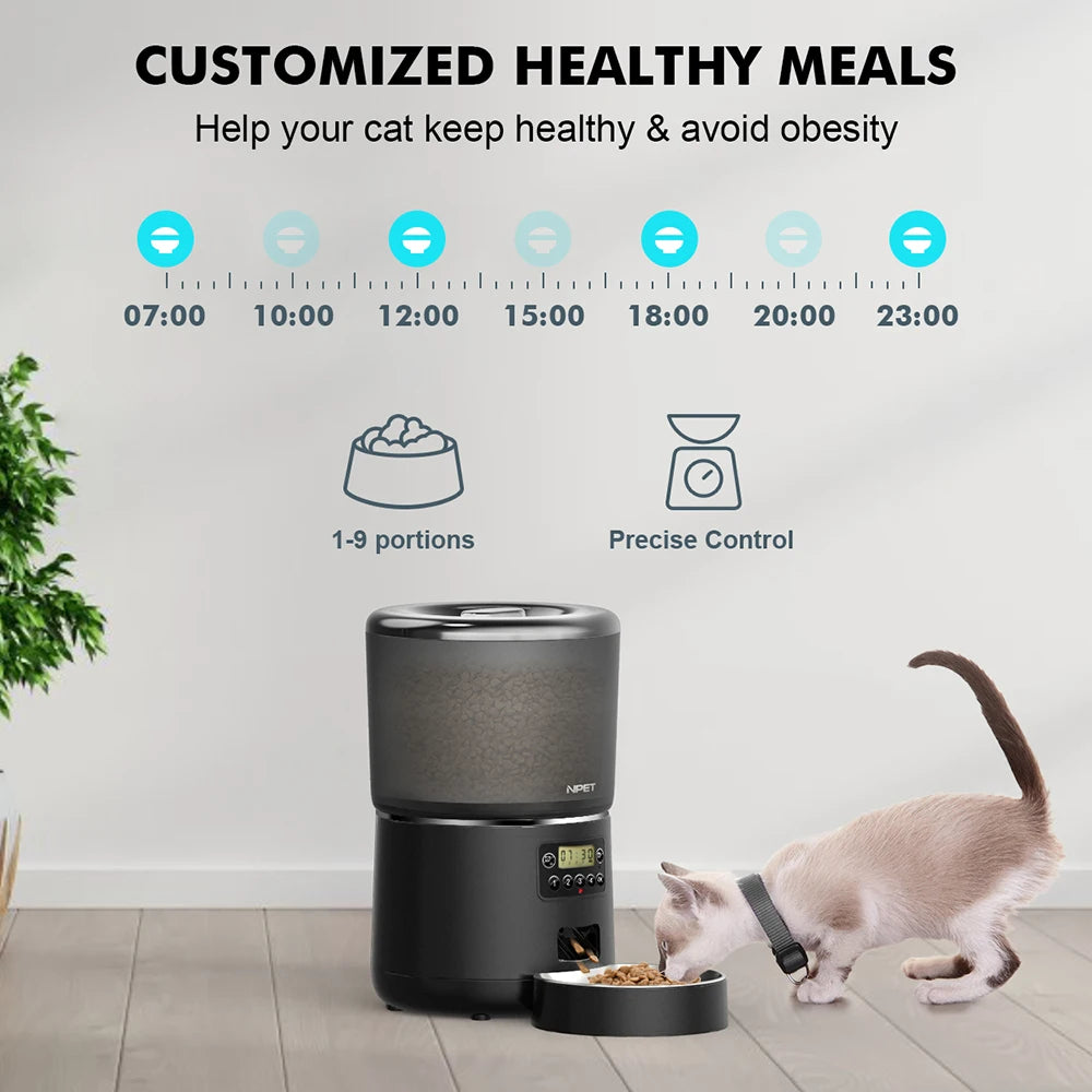Smart 4L Feeder - Portion Control, Stainless Steel Bowl & Timed Meals - Urbane Paws