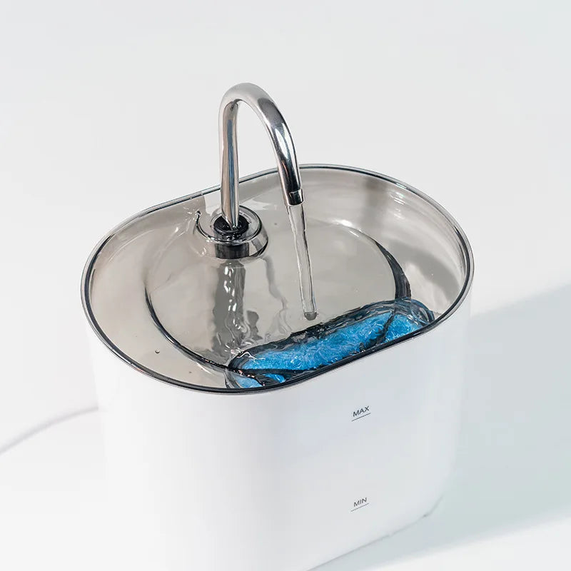 Silent Stainless Steel Faucet Cat Water Fountain - 2.2L Filtered Drinker for Dogs & Cats - Urbane Paws