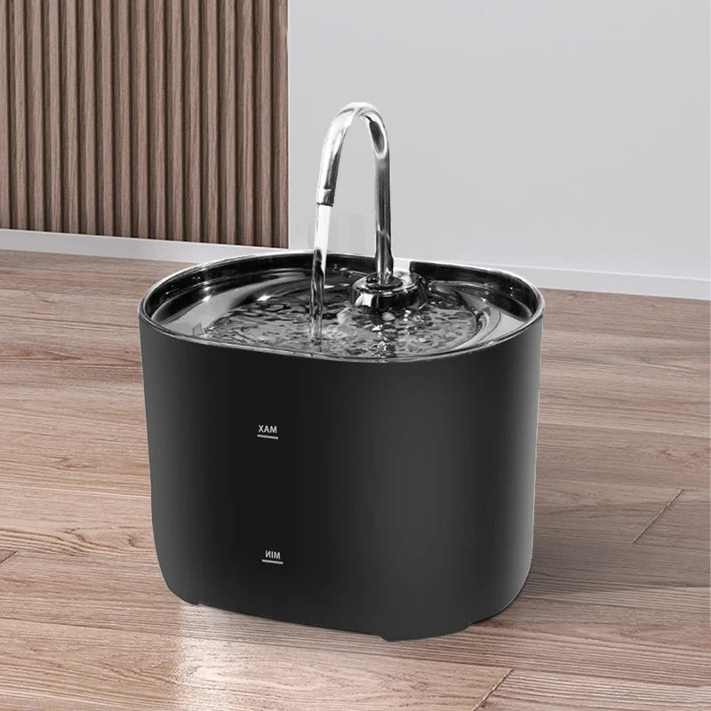 Silent Stainless Steel Faucet Cat Water Fountain - 2.2L Filtered Drinker for Dogs & Cats - Urbane Paws