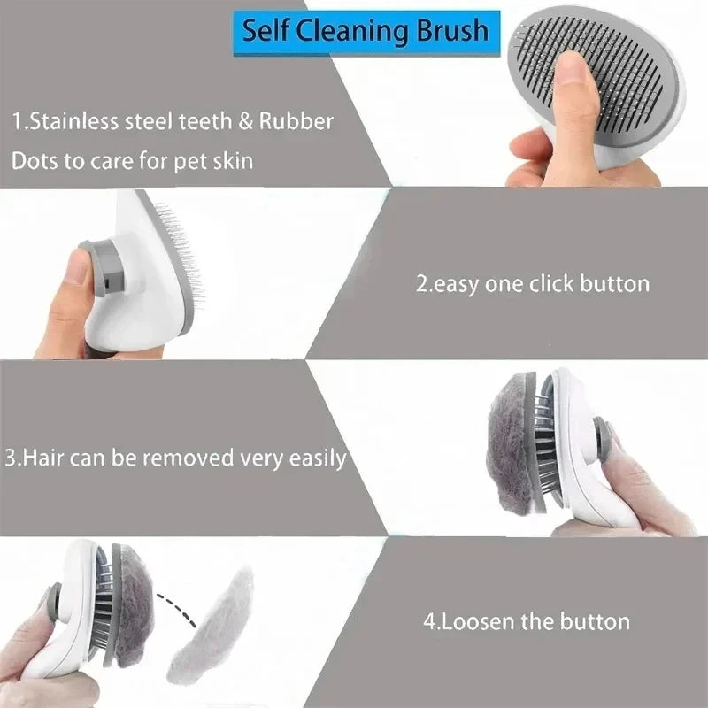 Self-Cleaning Deshedding Brush - One-Click Hair Remover for Pets - Urbane Paws