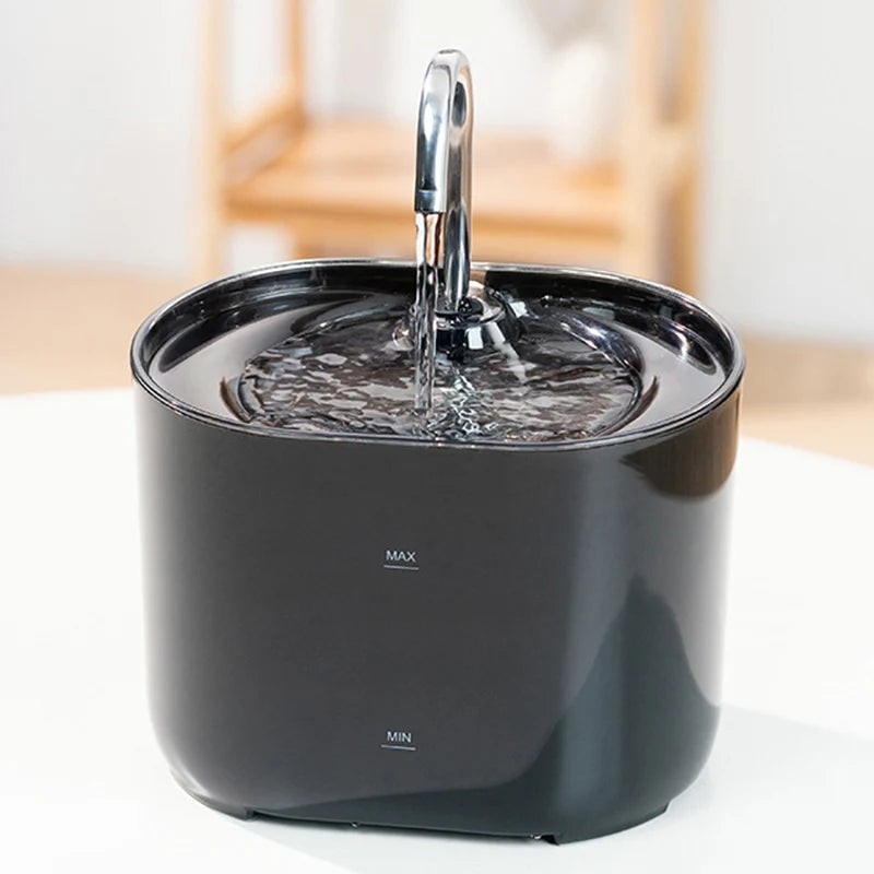 Silent Stainless Steel Faucet Cat Water Fountain - 2.2L Filtered Drinker for Dogs & Cats - Urbane Paws