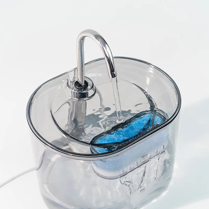 Silent Stainless Steel Faucet Cat Water Fountain - 2.2L Filtered Drinker for Dogs & Cats - Urbane Paws