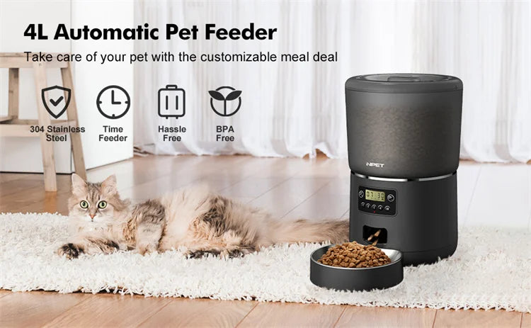 Smart 4L Feeder - Portion Control, Stainless Steel Bowl & Timed Meals - Urbane Paws