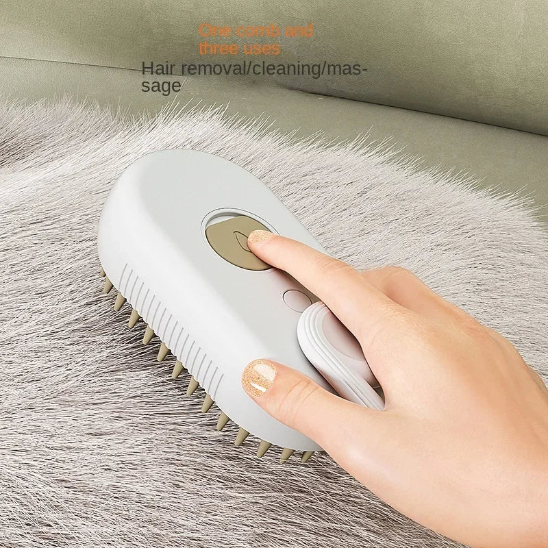 3-in-1 Electric Steamy Pet Brush - Massage & Deshedding Tool - Urbane Paws