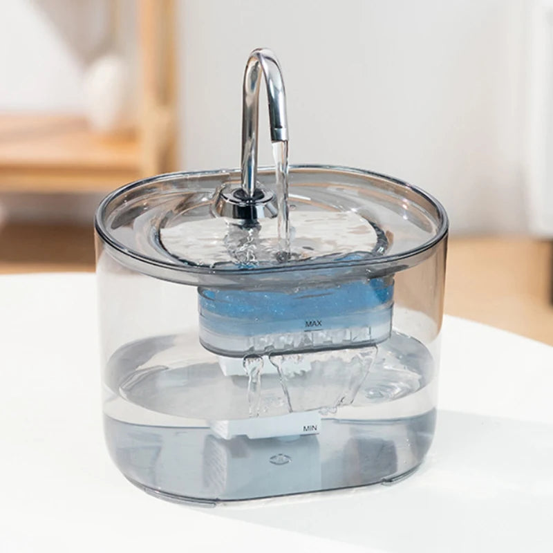Silent Stainless Steel Faucet Cat Water Fountain - 2.2L Filtered Drinker for Dogs & Cats - Urbane Paws