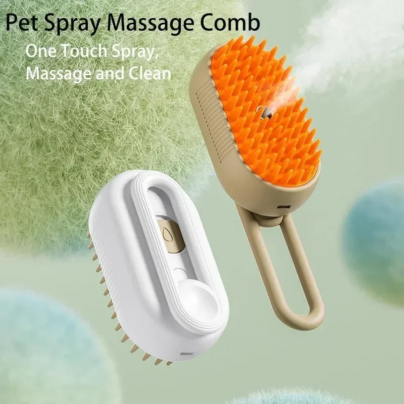 3-in-1 Electric Steamy Pet Brush - Massage & Deshedding Tool - Urbane Paws