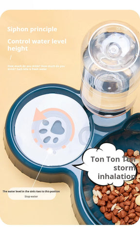 3-in-1 Elevated Cat Feeder - Tilted Triple Dish w/ Gravity Water - Urbane Paws