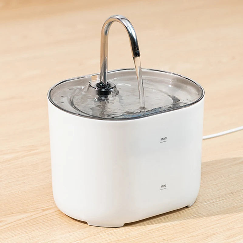Silent Stainless Steel Faucet Cat Water Fountain - 2.2L Filtered Drinker for Dogs & Cats - Urbane Paws