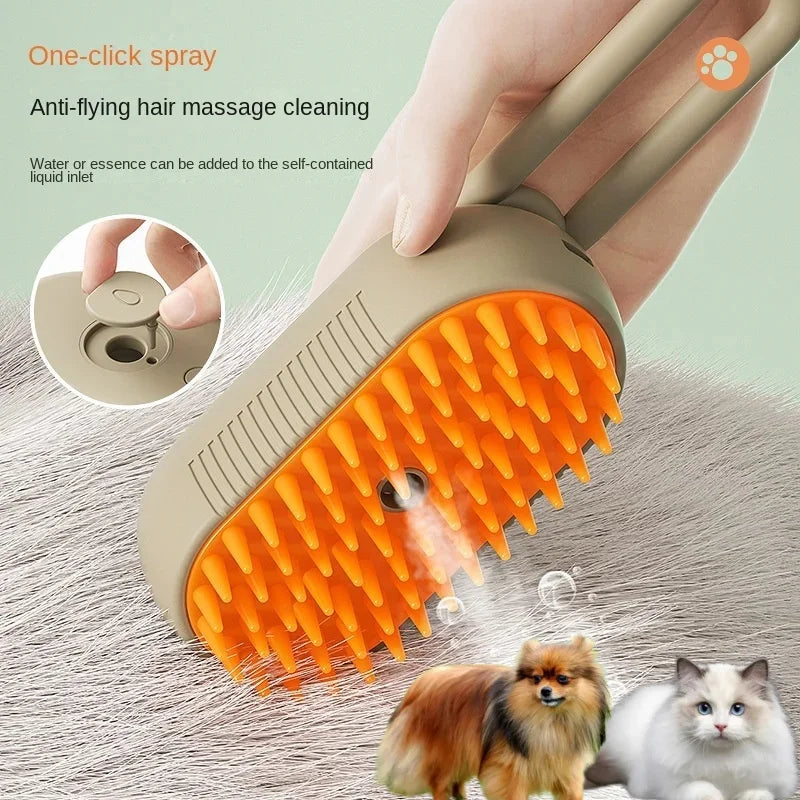 3-in-1 Electric Steamy Pet Brush - Massage & Deshedding Tool - Urbane Paws