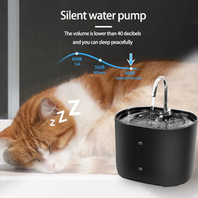 Silent Stainless Steel Faucet Cat Water Fountain - 2.2L Filtered Drinker for Dogs & Cats - Urbane Paws