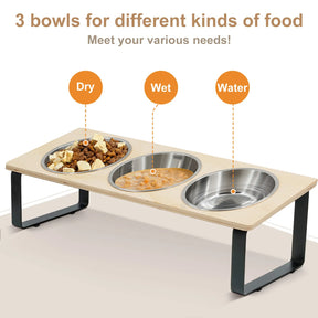 Elevated 3-Bowl Stainless Feeder - 15° Tilted for Neck/Joint Health - Urbane Paws